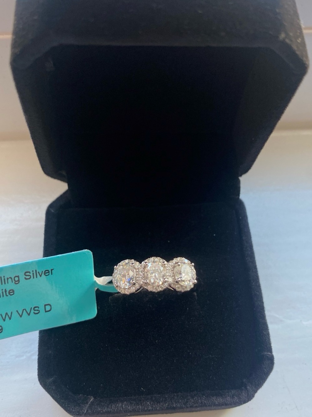Oval Cut Triple Moissanite Ring